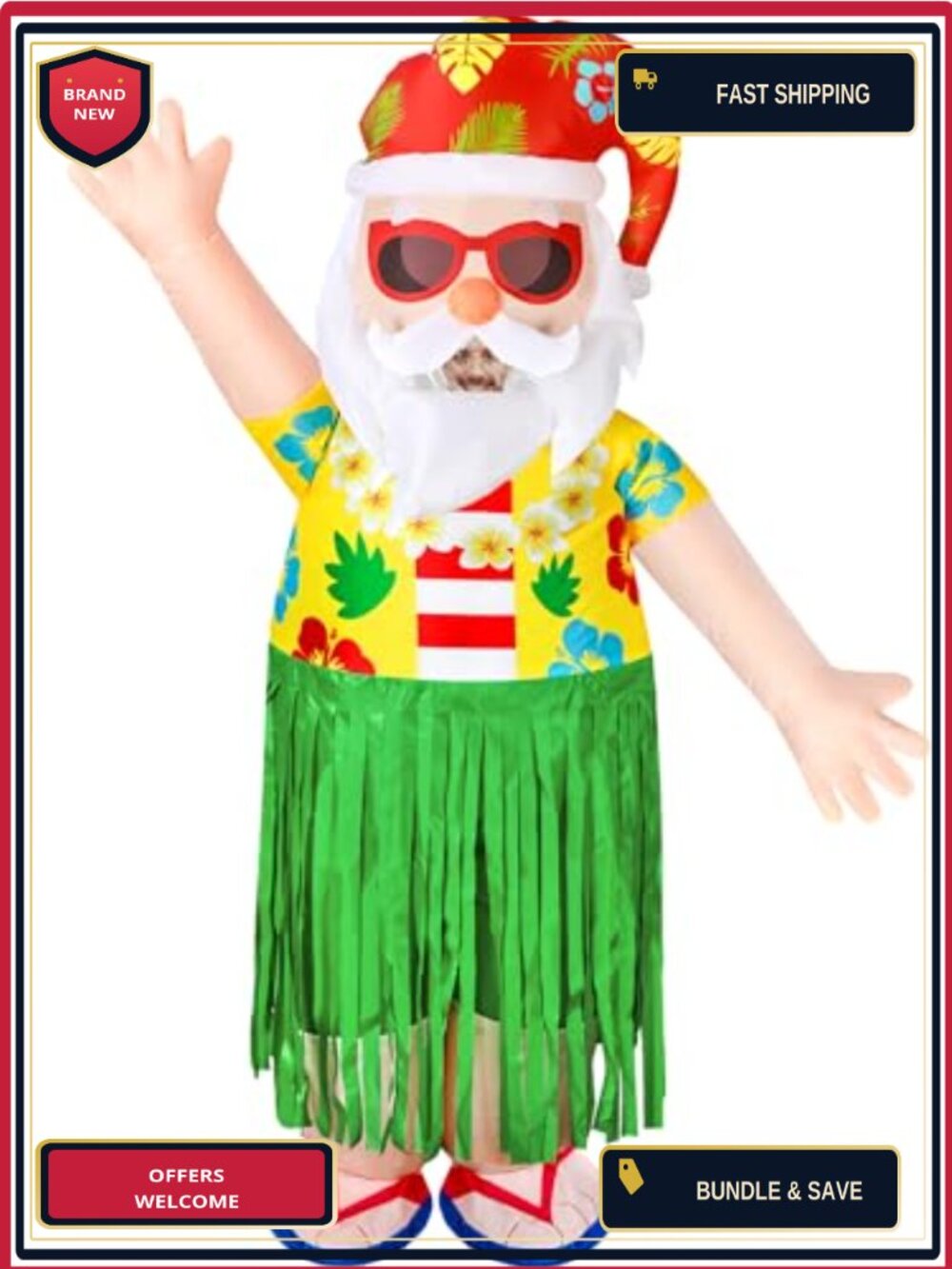 Silipull Inflatable Santa Costume Blow Up 7 ft Adult Christmas Hawaiian